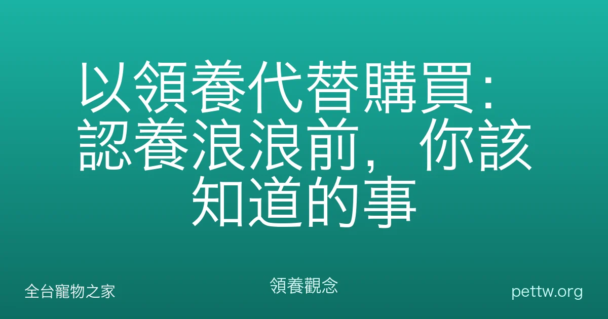 以領養代替購買：認養浪浪前，你該知道的事
