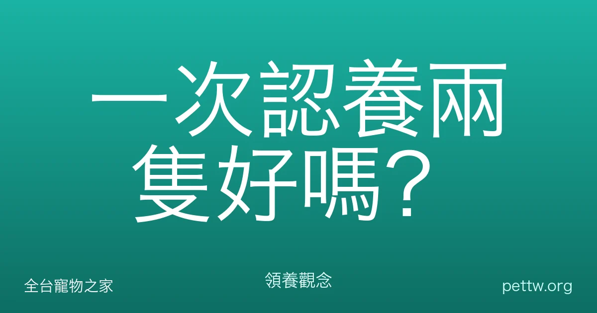 一次認養兩隻好嗎？