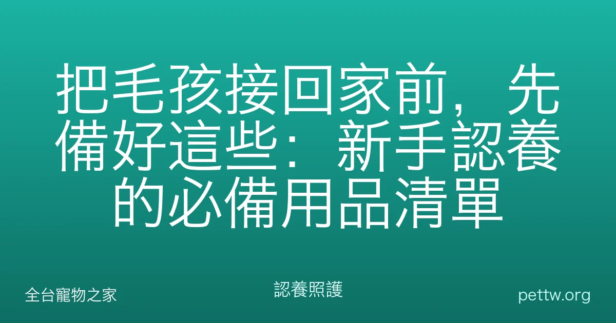 把毛孩接回家前,先備好這些:新手認養的必備用品清單