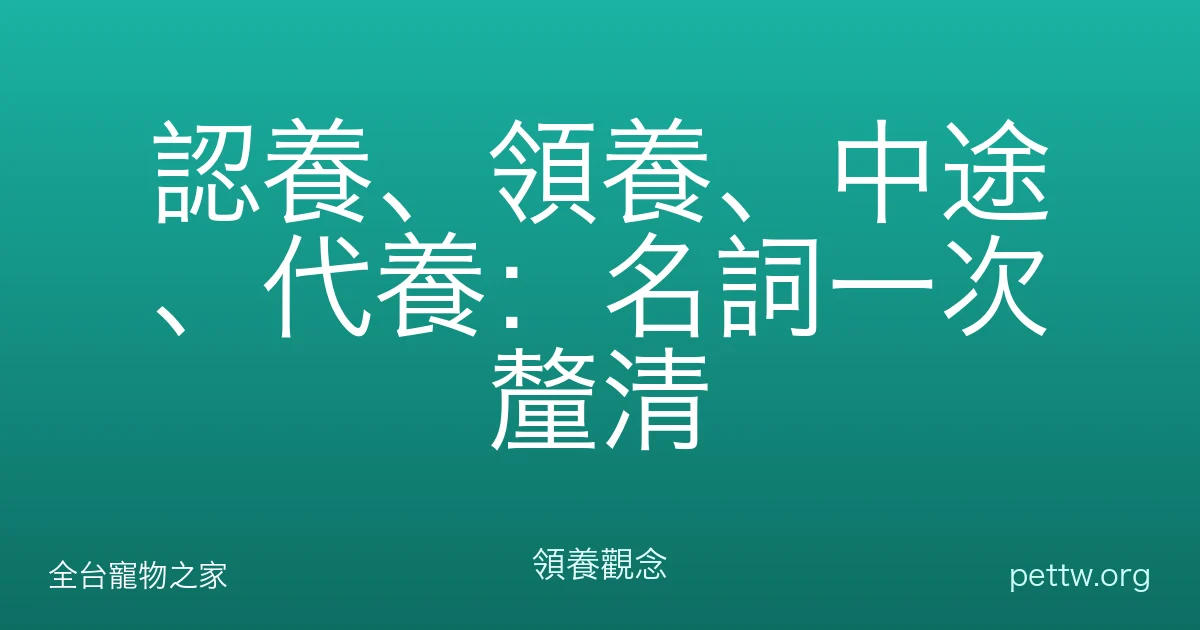 認養、領養、中途、代養：名詞一次釐清