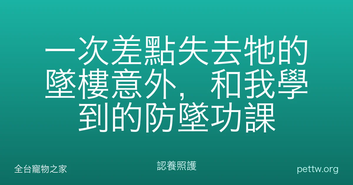 一次差點失去牠的墜樓意外，和我學到的防墜功課