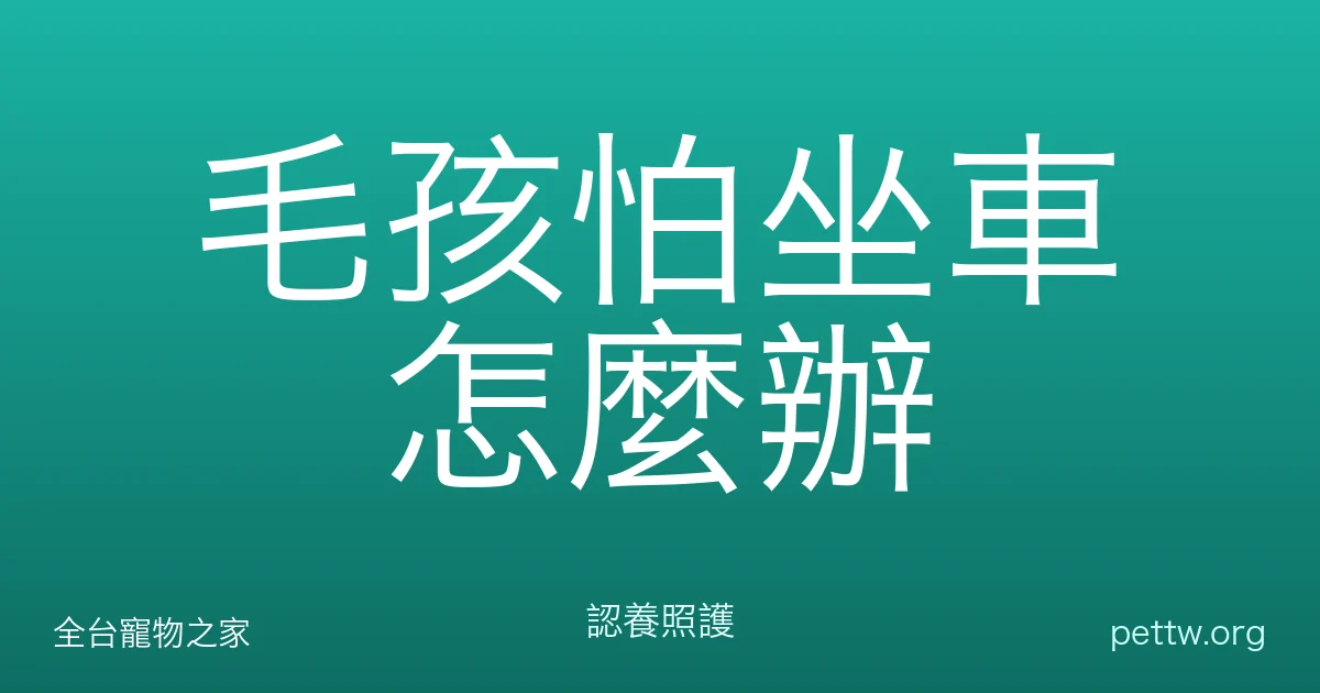 毛孩怕坐車怎麼辦