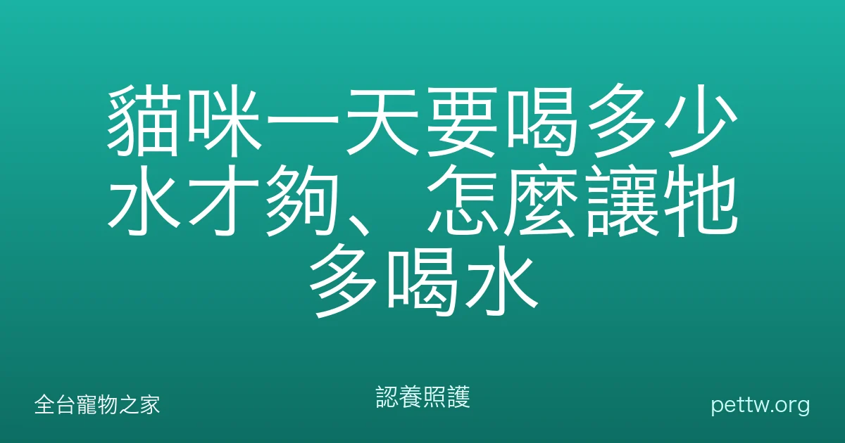 貓咪一天要喝多少水才夠、怎麼讓牠多喝水