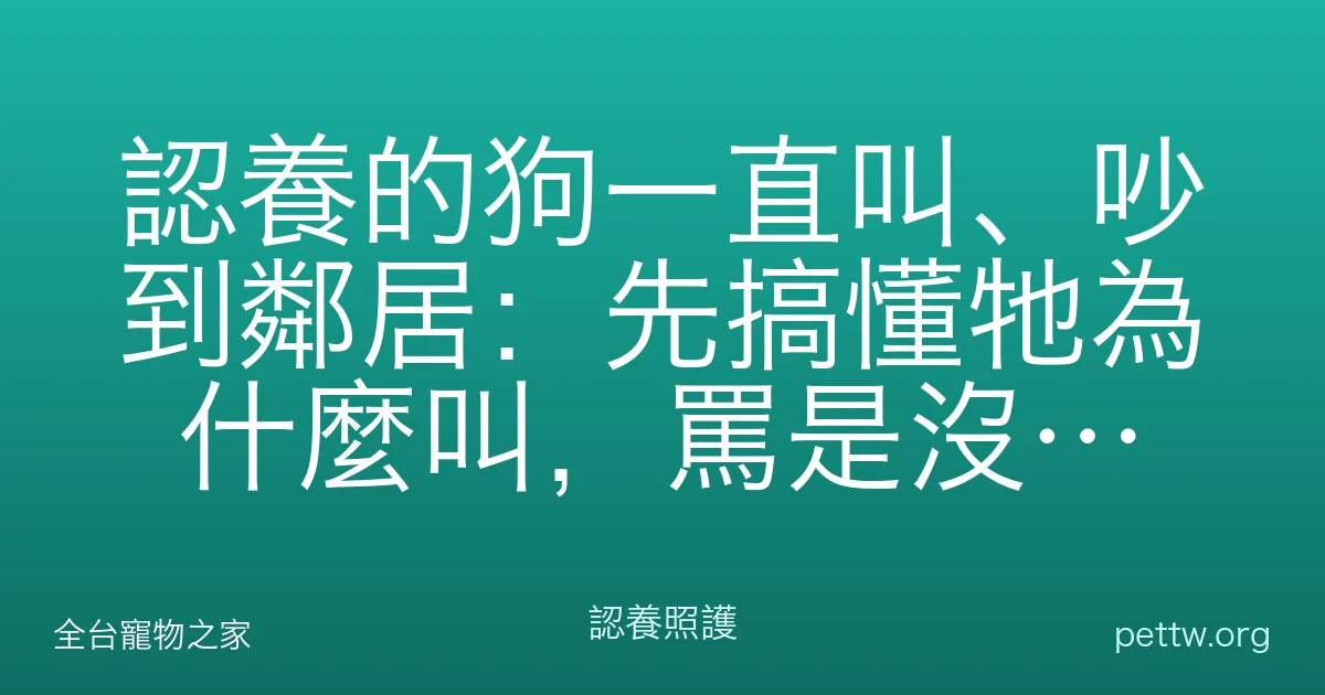 認養的狗一直叫、吵到鄰居:先搞懂牠為什麼叫,罵是沒用的