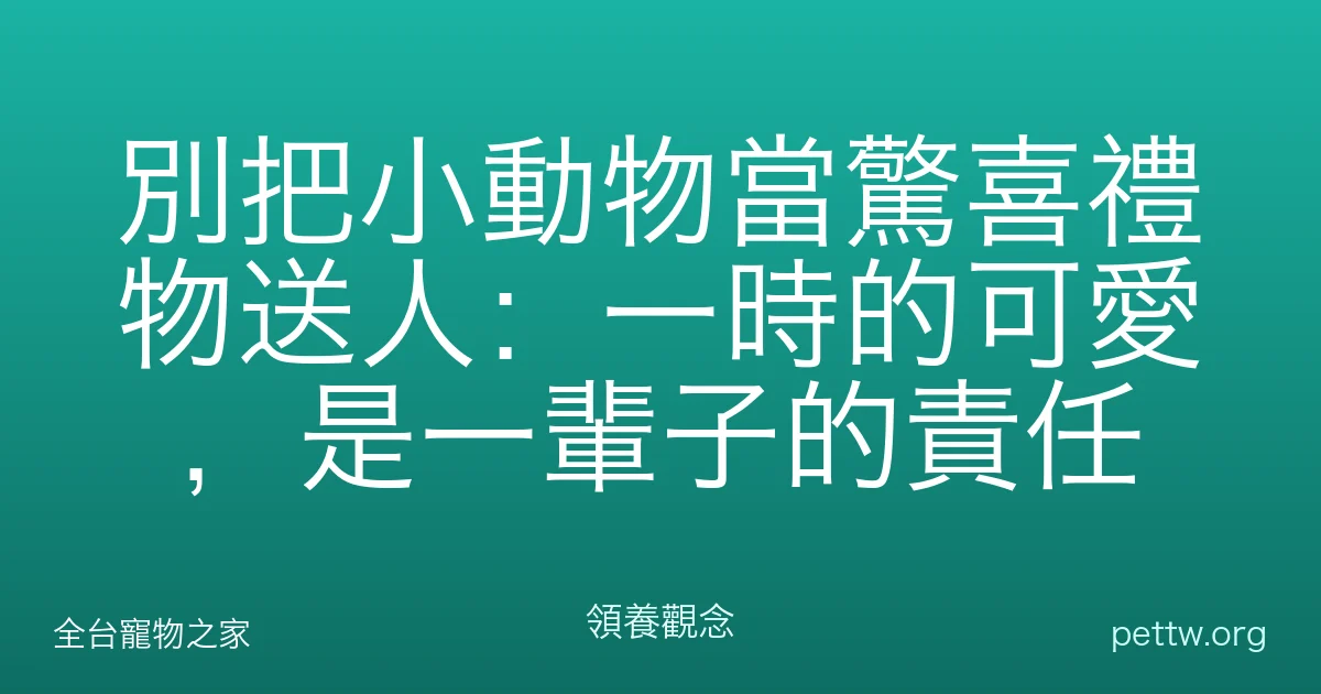 別把小動物當驚喜禮物送人:一時的可愛,是一輩子的責任