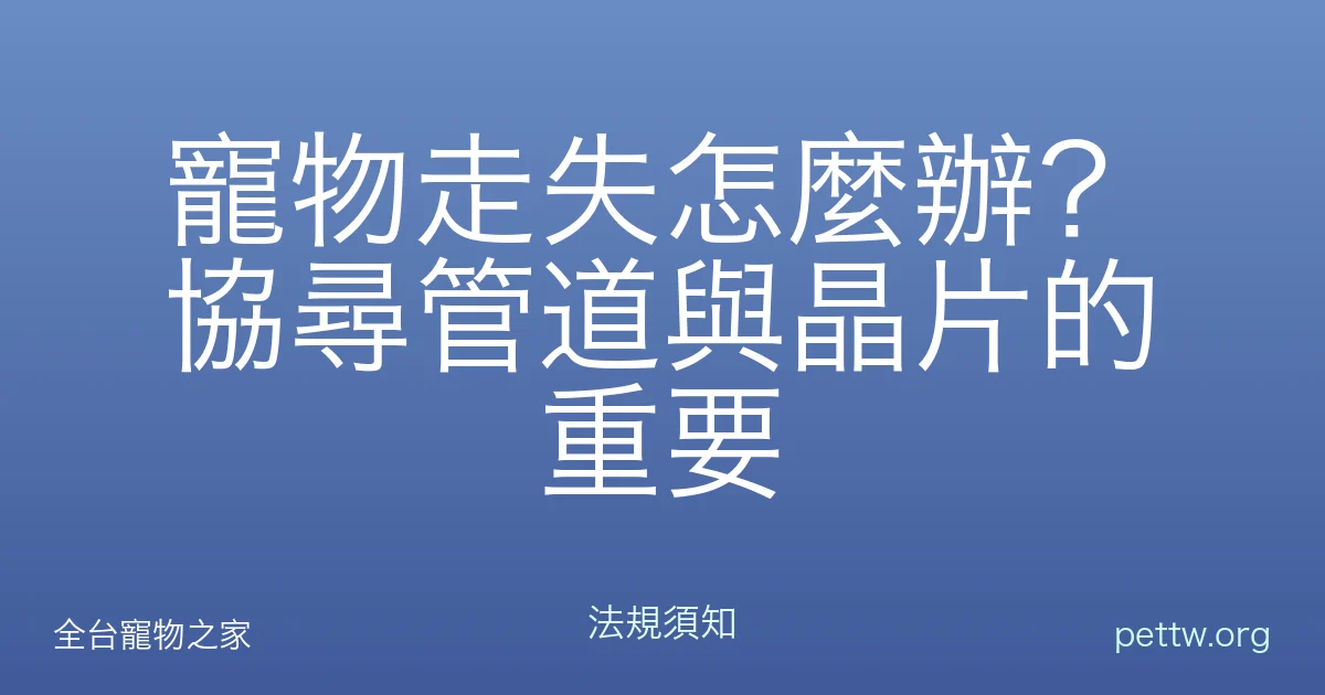 寵物走失怎麼辦？協尋管道與晶片的重要