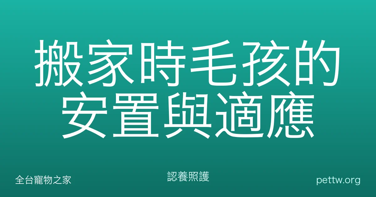 搬家時毛孩的安置與適應