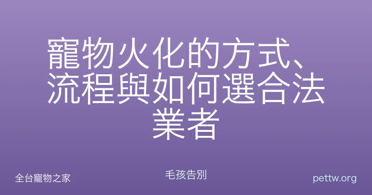 寵物火化的方式、流程與如何選合法業者