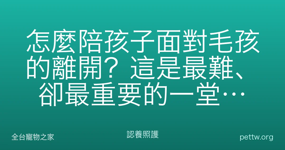 怎麼陪孩子面對毛孩的離開？這是最難、卻最重要的一堂生命課