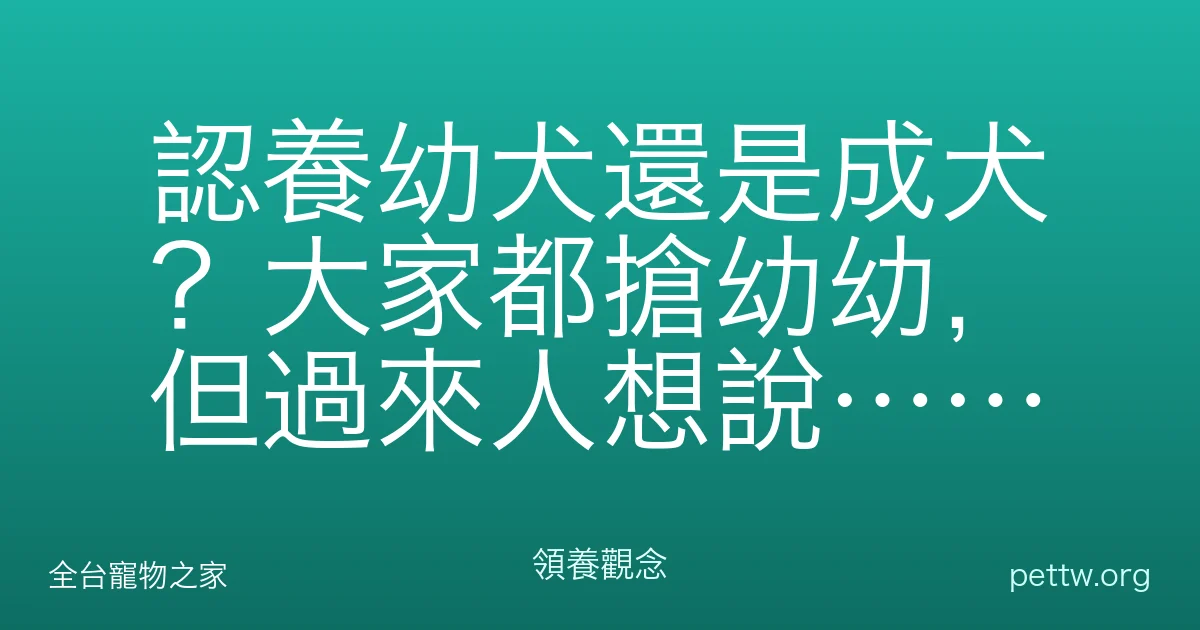 認養幼犬還是成犬？大家都搶幼幼，但過來人想說……