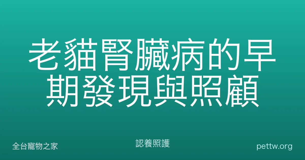 老貓腎臟病的早期發現與照顧