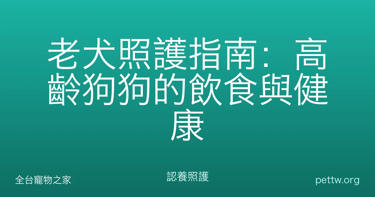 老犬照護指南：高齡狗狗的飲食與健康