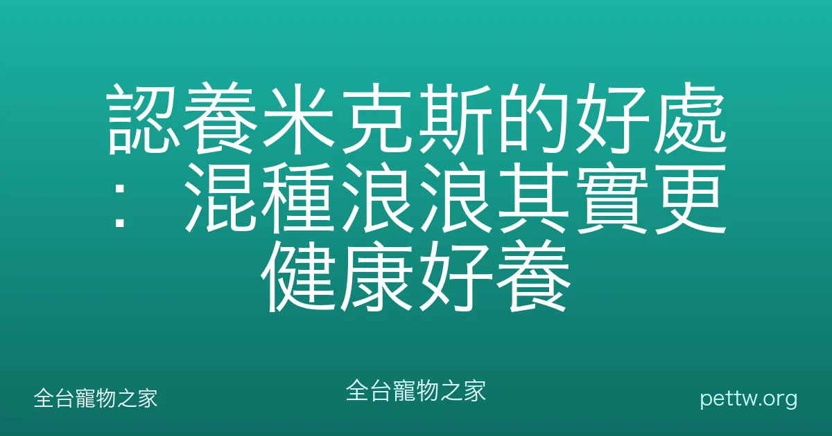 認養米克斯的好處：混種浪浪其實更健康好養